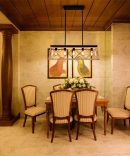 Dining Table Linear Rustic Hanging Farmhouse Iron Lamps
