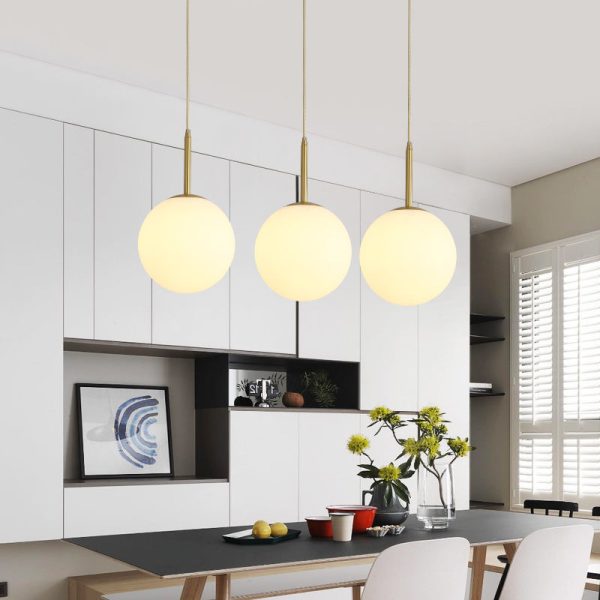 Modern Simple Atmosphere Dining Table Glass Orb Chandelier