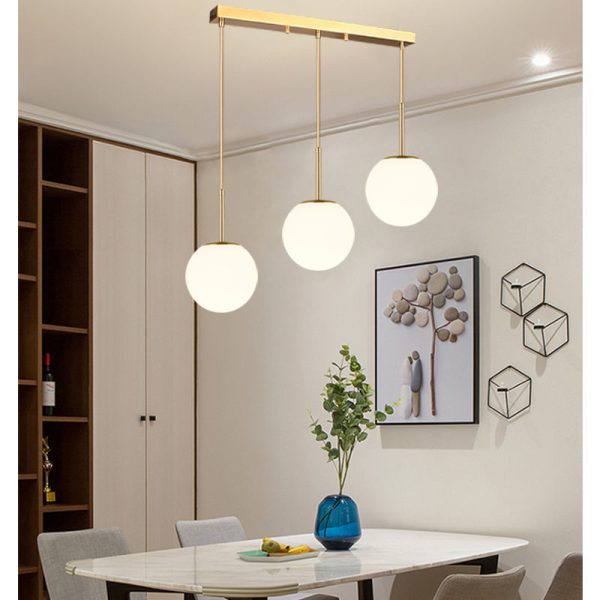 Modern Simple Atmosphere Dining Table Glass Orb Chandelier