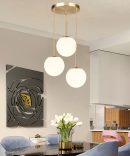 Modern Simple Atmosphere Dining Table Glass Orb Chandelier