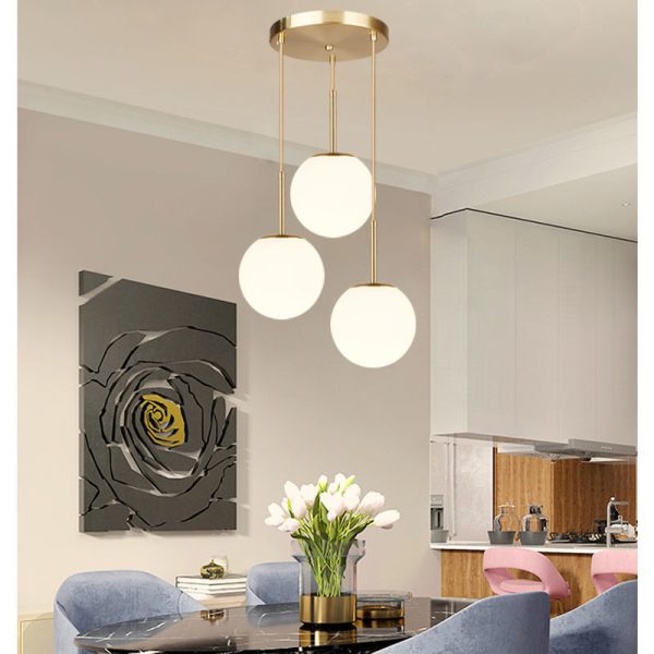 Modern Simple Atmosphere Dining Table Glass Orb Chandelier