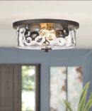 Rustic Vintage Ceiling Light LED Clear Glass Stone Pattern