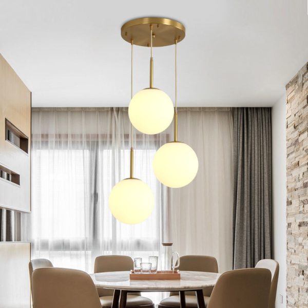 Modern Simple Atmosphere Dining Table Glass Orb Chandelier