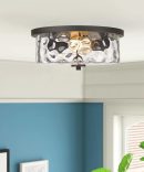 Rustic Vintage Ceiling Light LED Clear Glass Stone Pattern
